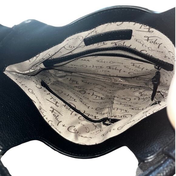 Foley & Corinna FC Liberated Vegan Leather Logo Lady Tote Bag Purse Black - Picture 6 of 11